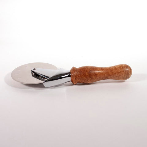 Maple Burl Stainless Steel Pizza Cutter view 3- Dailey Woodworking
