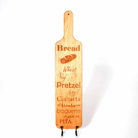 Handled Cutting Board, Serving Board with various Breads of the world engraved onto it
