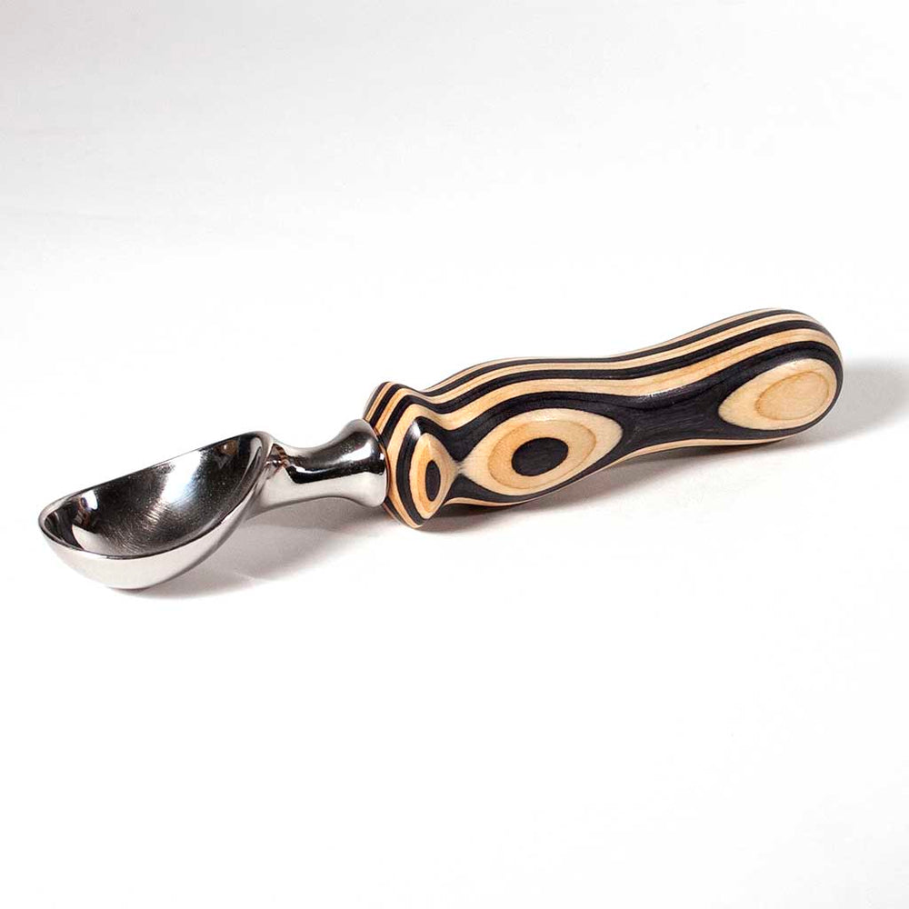 Ice cream scoop with black and natural laminated handle - Dailey Woodworking
