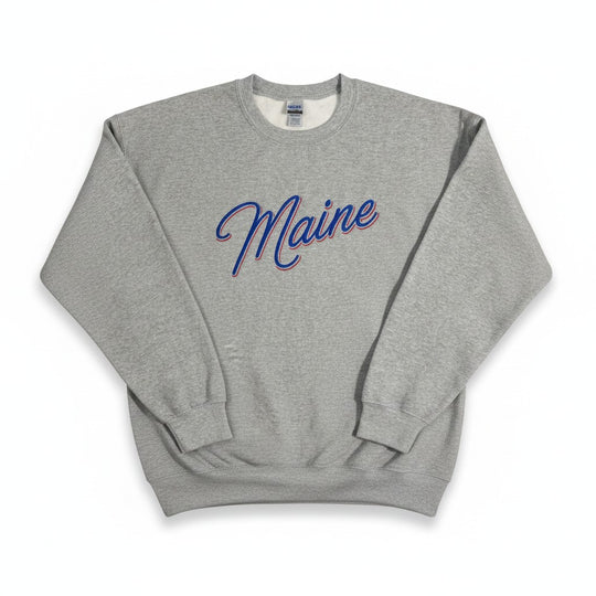 Maine Script Embroidered Crewneck or Hoodie