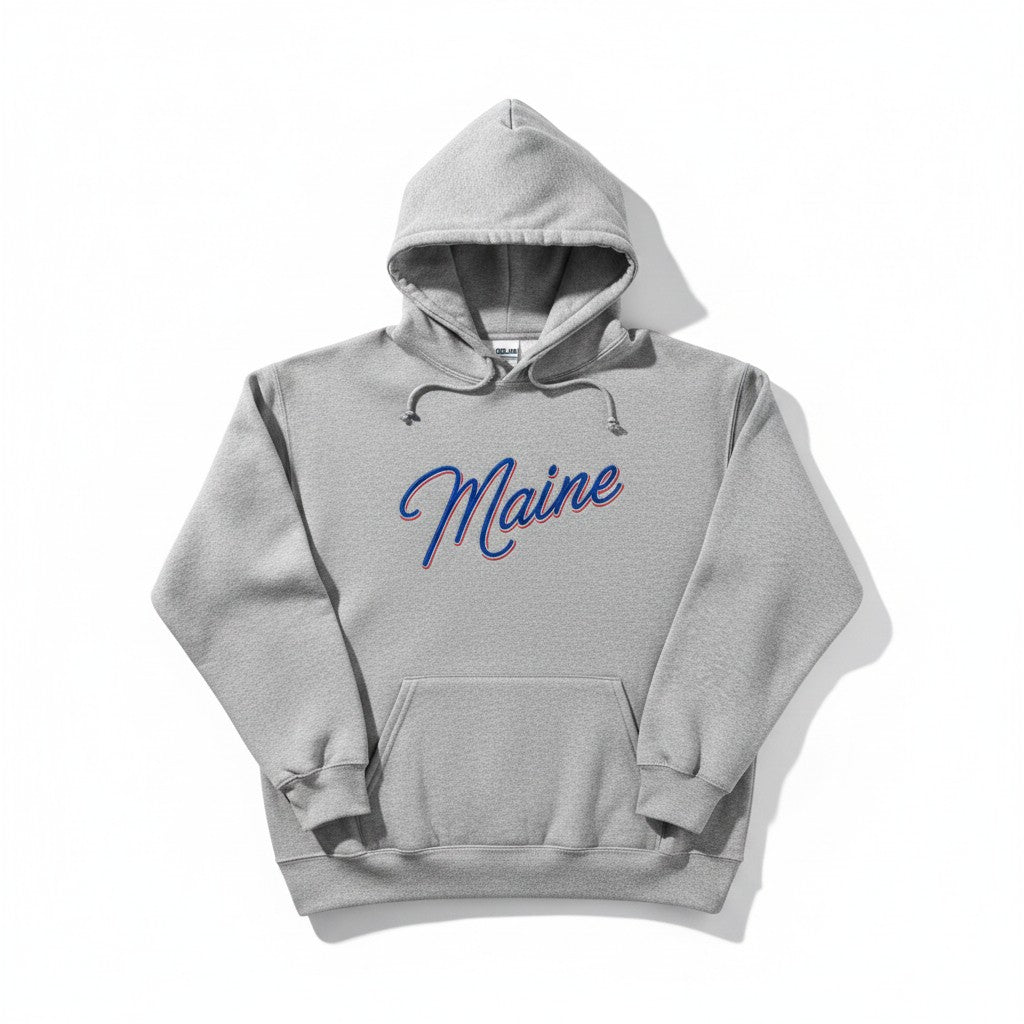 Maine Script Embroidered Crewneck or Hoodie