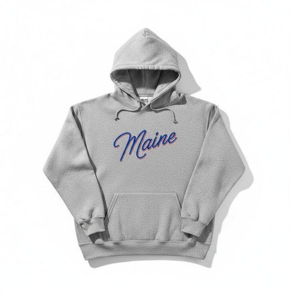 Maine Script Embroidered Crewneck or Hoodie