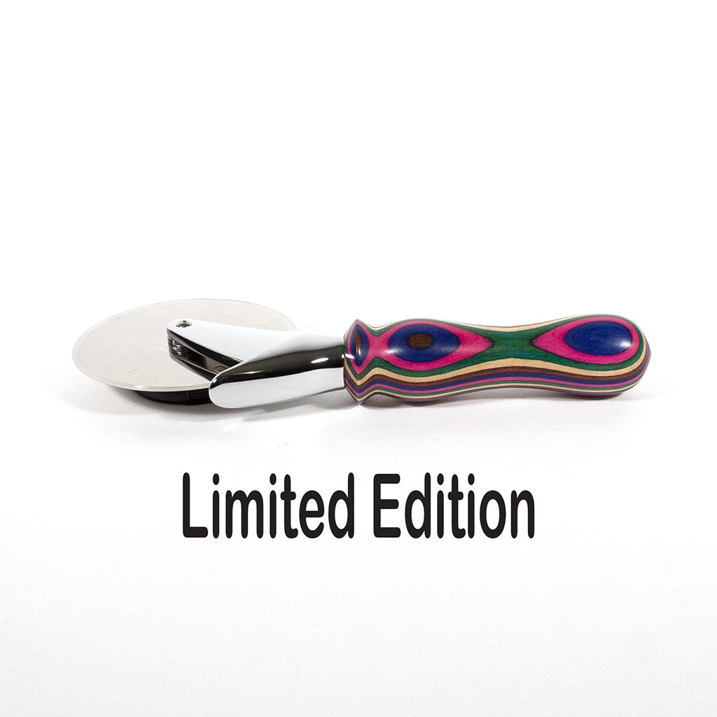 Pizza Cutter with five color laminated handle without cover - Dailey Woodworking