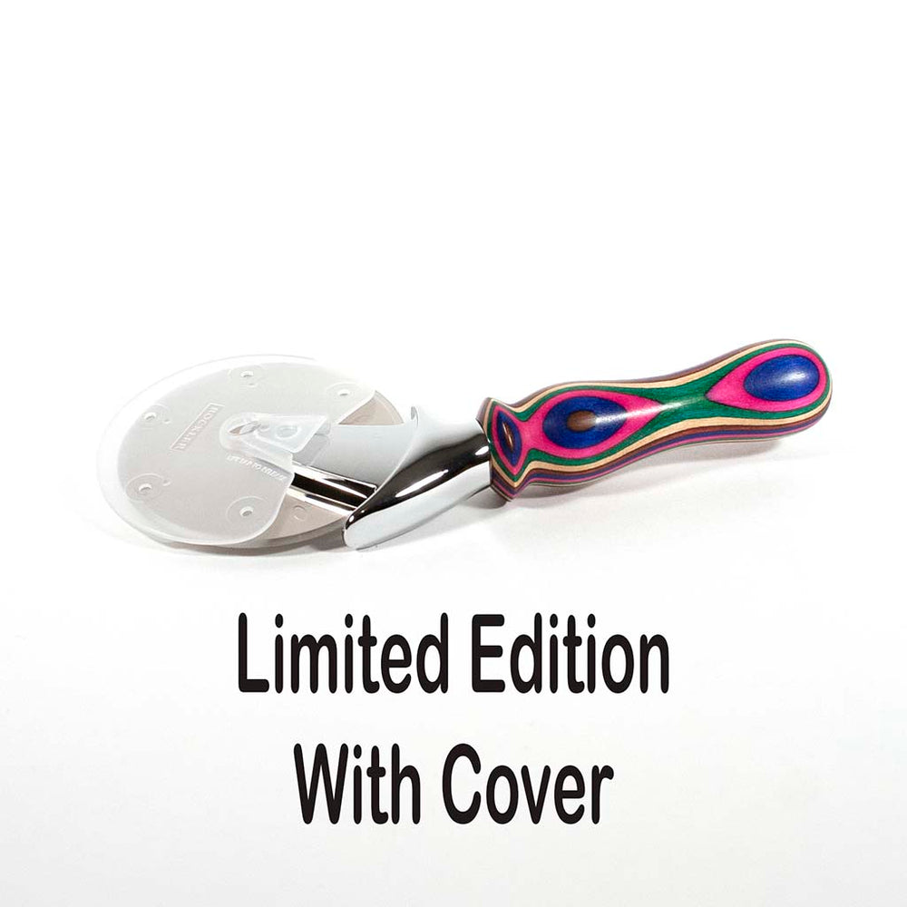 Pizza Cutter with five color laminated handle with blade cover - Dailey