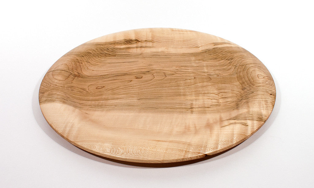 17 inch Curly Maple platter, front view 2 - Dailey Woodworking