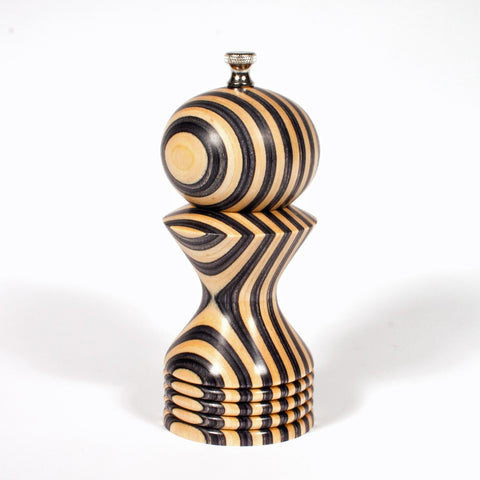 6 Inch Black and White (Natural) Morrison Pepper Mill - Dailey Woodworking