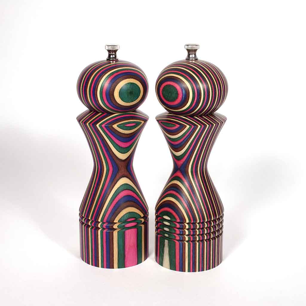 8 Inch Five Color Set of Morrison Salt and Pepper Mills - Dailey Woodworking