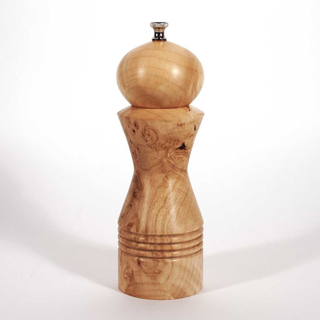 8 Inch Maple Burl Morrison Pepper Mill - Dailey Woodworking
