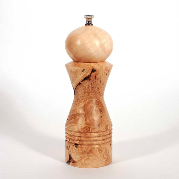 8 Inch Maple Burl Morrison Pepper Mill view 3 - Dailey Woodworking