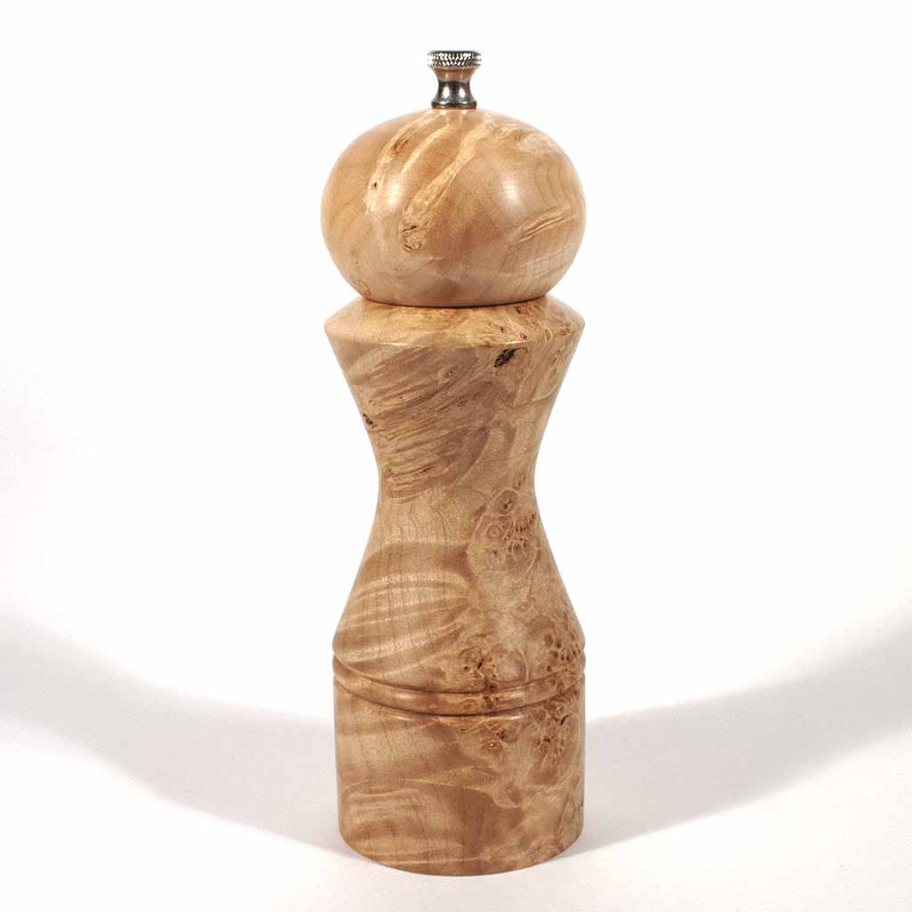 8 Inch Maple Burl Morrison Salt Mill - Dailey Woodworking