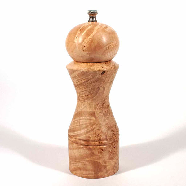 8 Inch Maple Burl Morrison Salt Mill - Dailey Woodworking