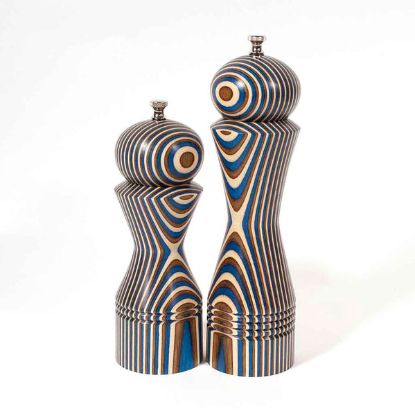 Rising Tide Set, 10 Inch Pepper and 8 Inch Salt Mill view 2 - Dailey Woodworking