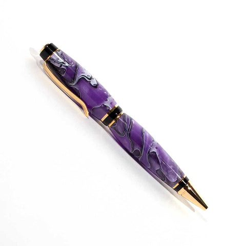 Gold Katahdin Pen made in Purple Agate Acrylic - Dailey Woodworking