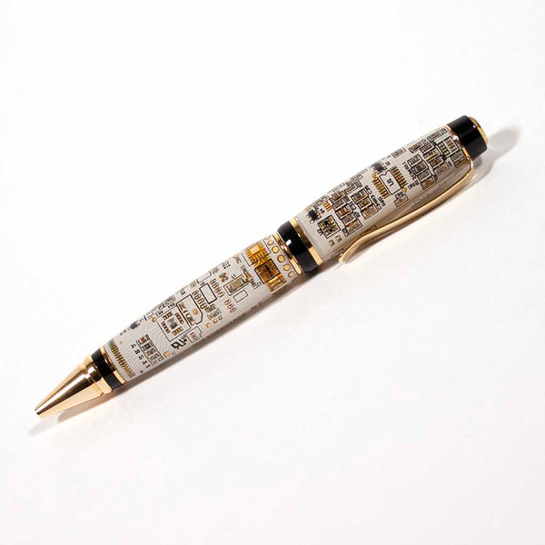 Gold Katahdin pen made in White Printed Circuit Board view 3 - Dailey Woodworking