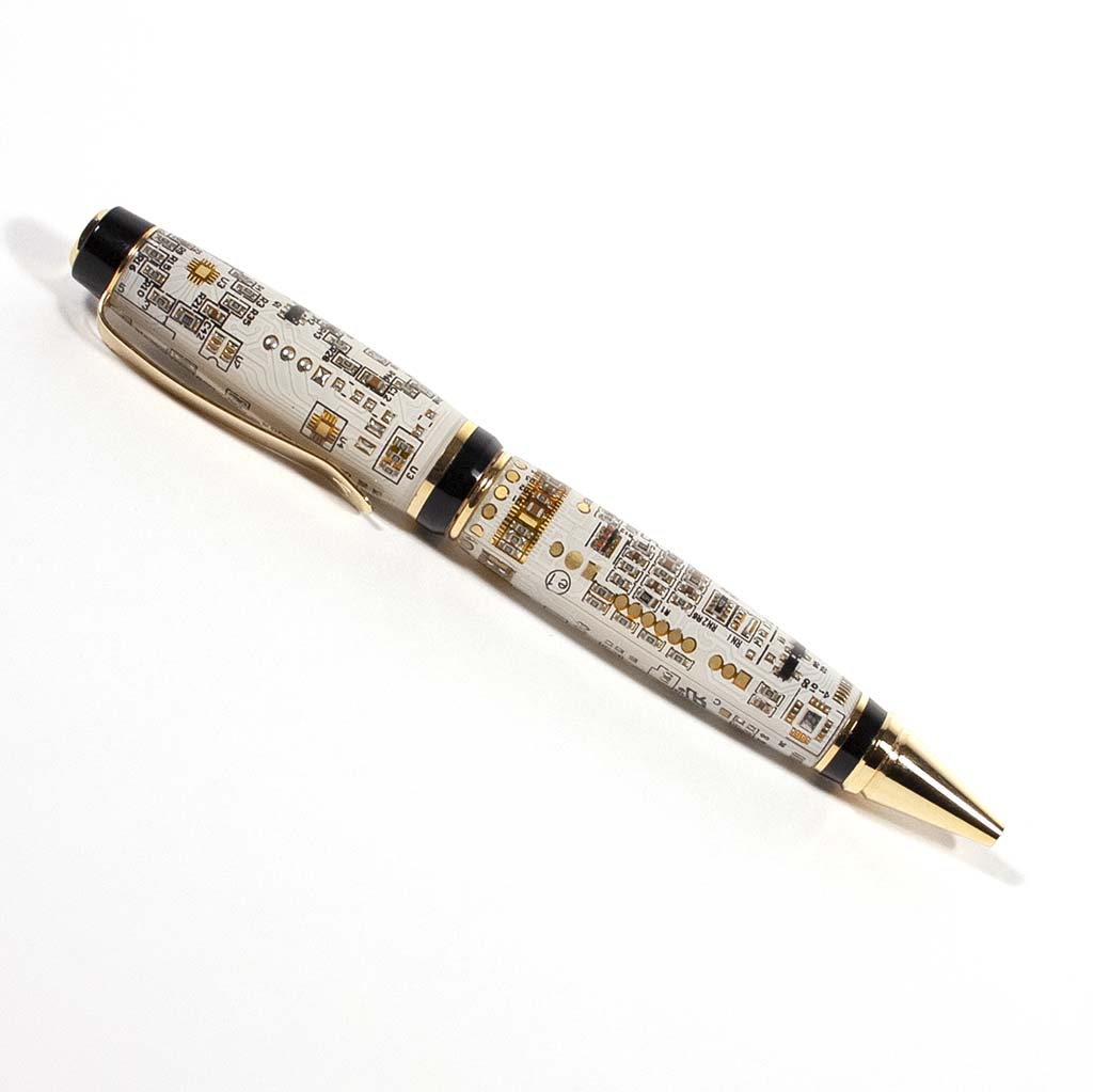 Gold Katahdin pen made in White Printed Circuit Board - Dailey Woodworking